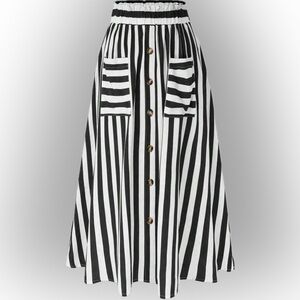 Striped Pocket A-Line Skirt
